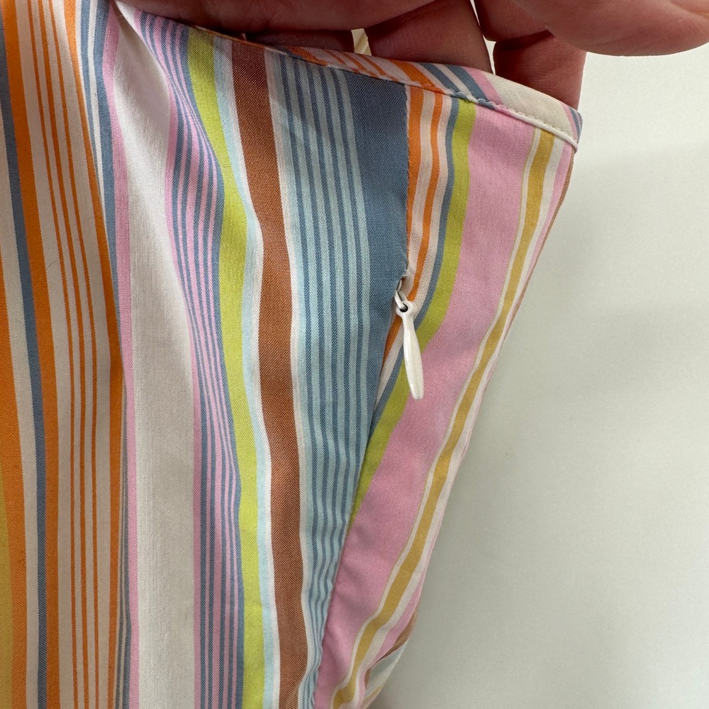 Trina Turk Striped Spaghetti Strap Sun Dress Womens 10 Cotton Tie Waist Lined - Picture 8 of 16